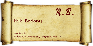 Mik Bodony névjegykártya